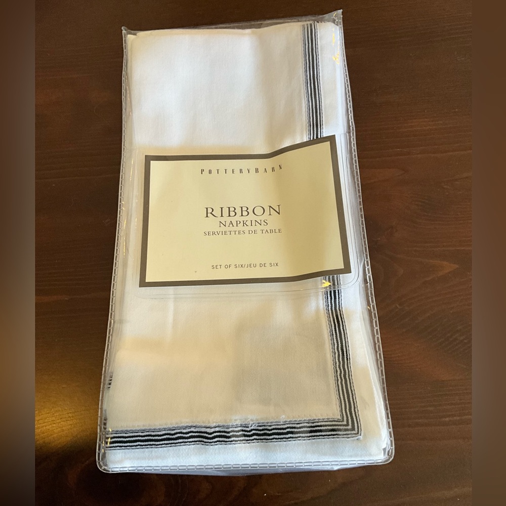 Pottery Barn cotton classy ribbon napkins